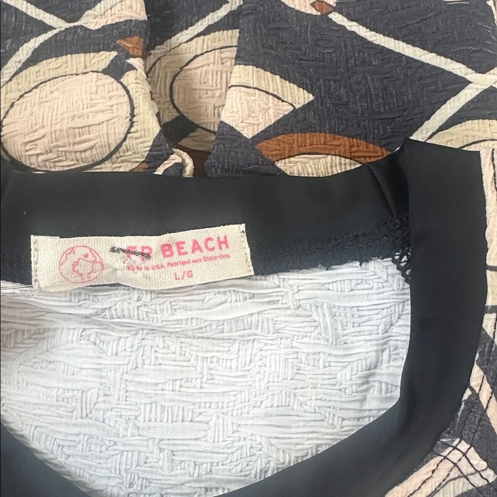 Free People Navy Floral Geometric Crop Bikini Top
